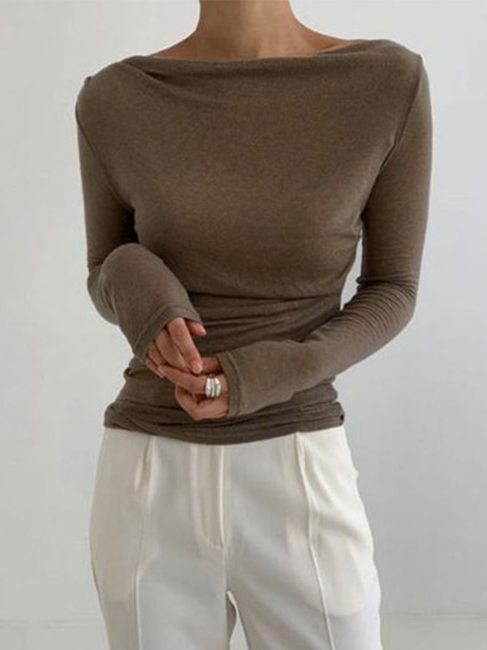 Skinny Lady Solid Top Met Lange Mouwen