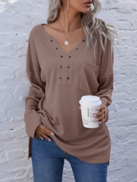 Casual Top Met V-Hals Lange Mouwen