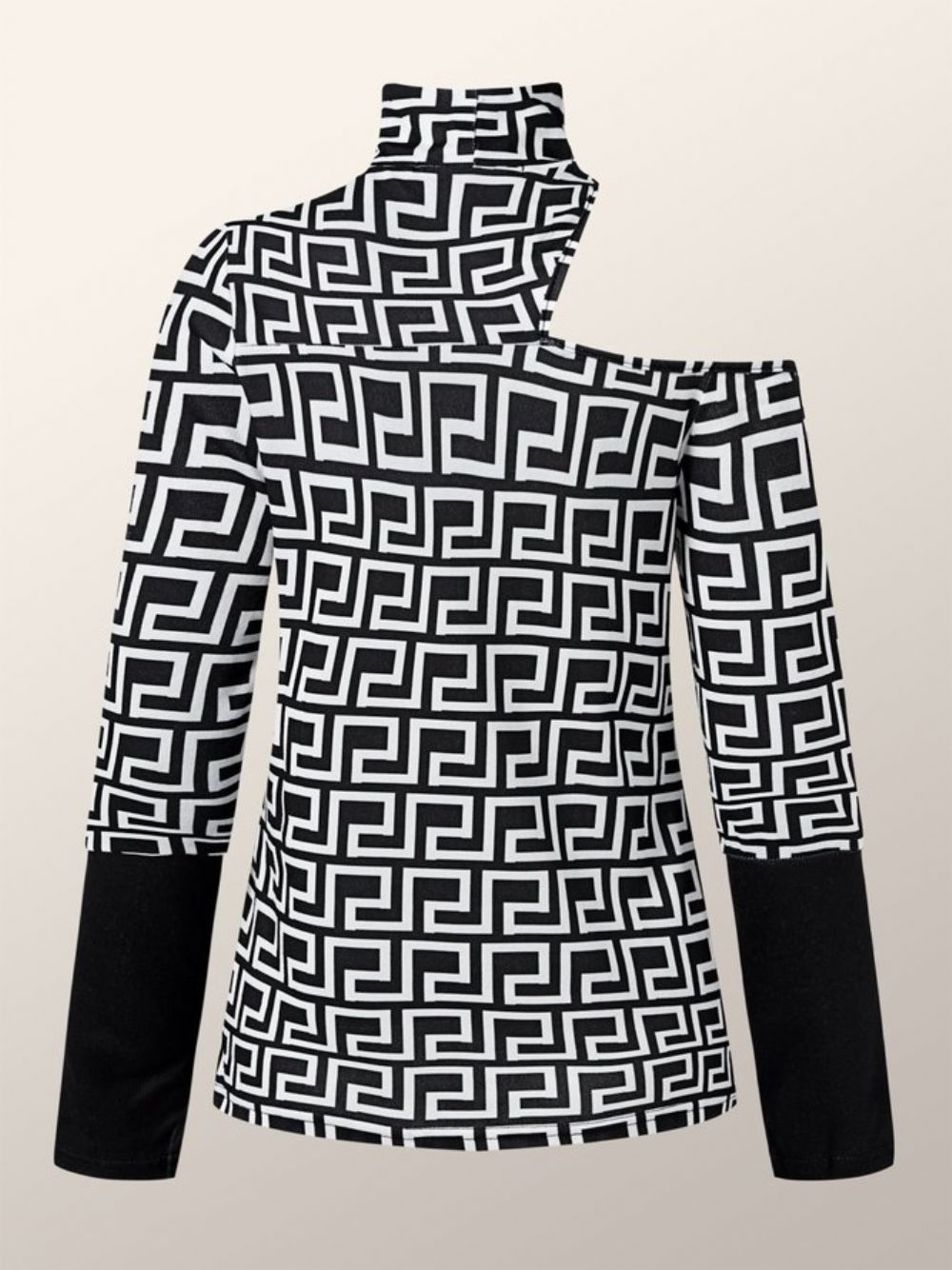 Elegante Top Met Hoge Hals Print