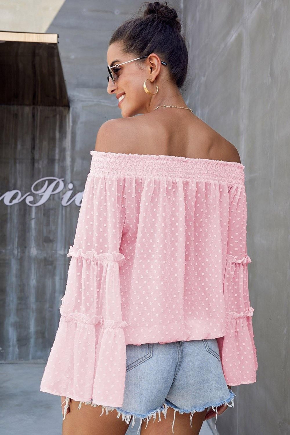 Off-Shoulder Top Met Zwitserse Stippen