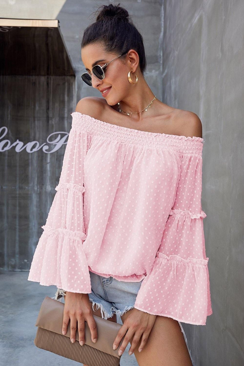 Off-Shoulder Top Met Zwitserse Stippen