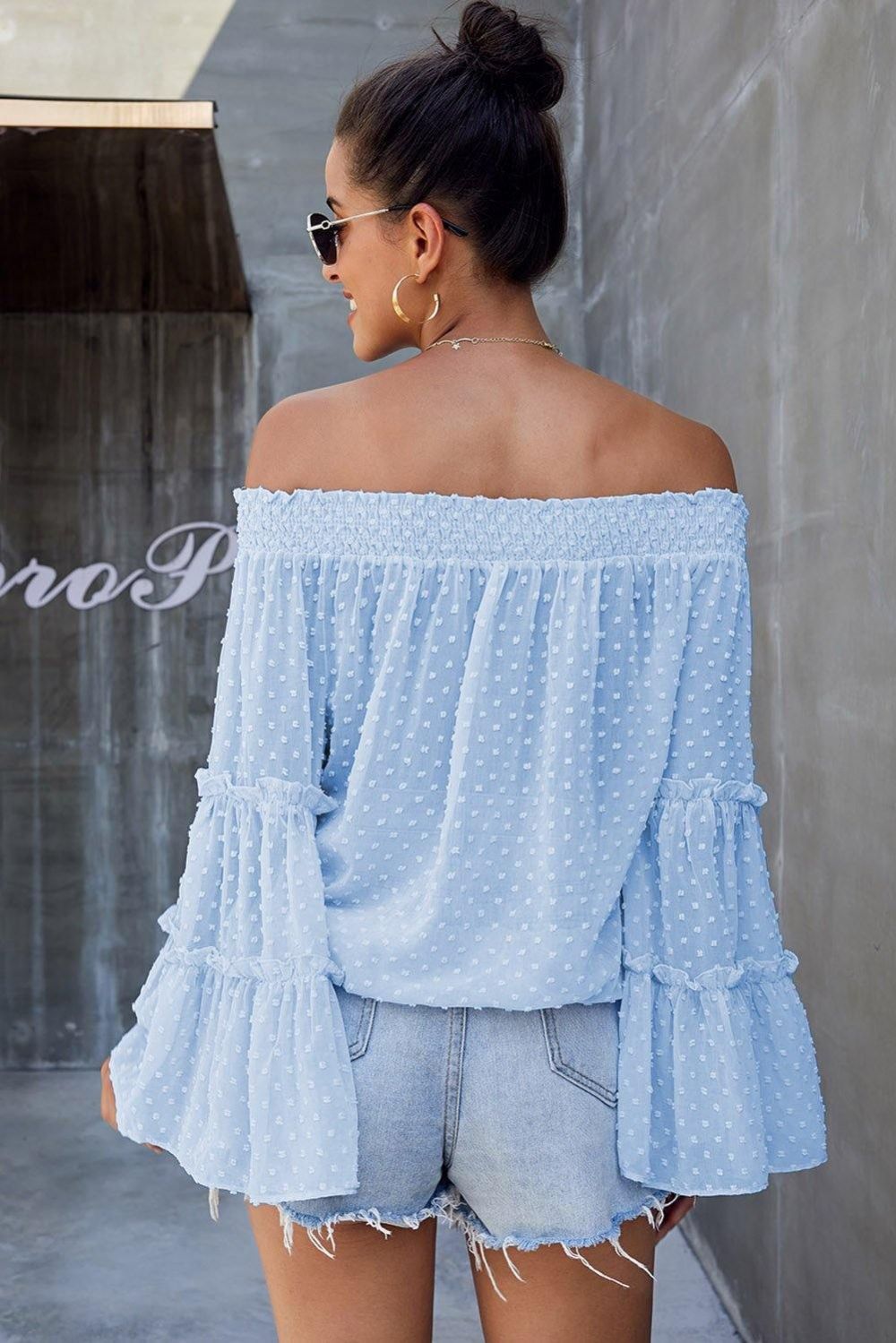 Off-Shoulder Top Met Zwitserse Stippen