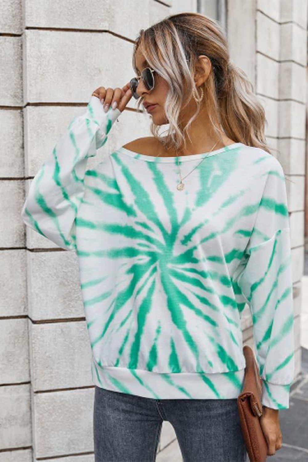 Tie Dye Off-Shoulder Boothals Top