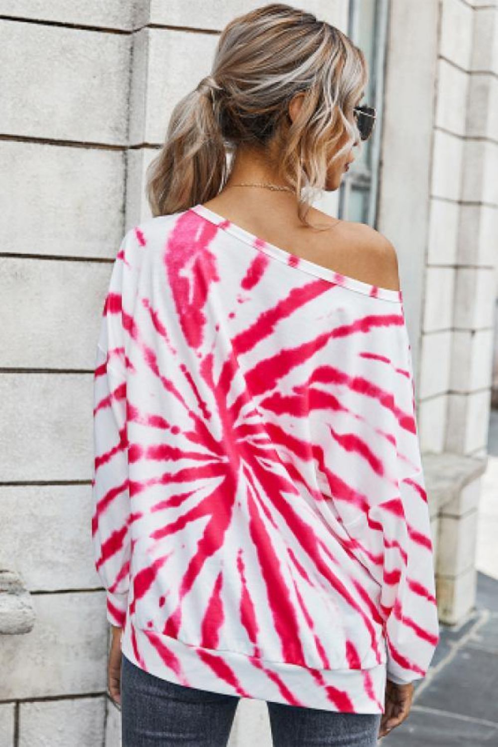 Tie Dye Off-Shoulder Boothals Top