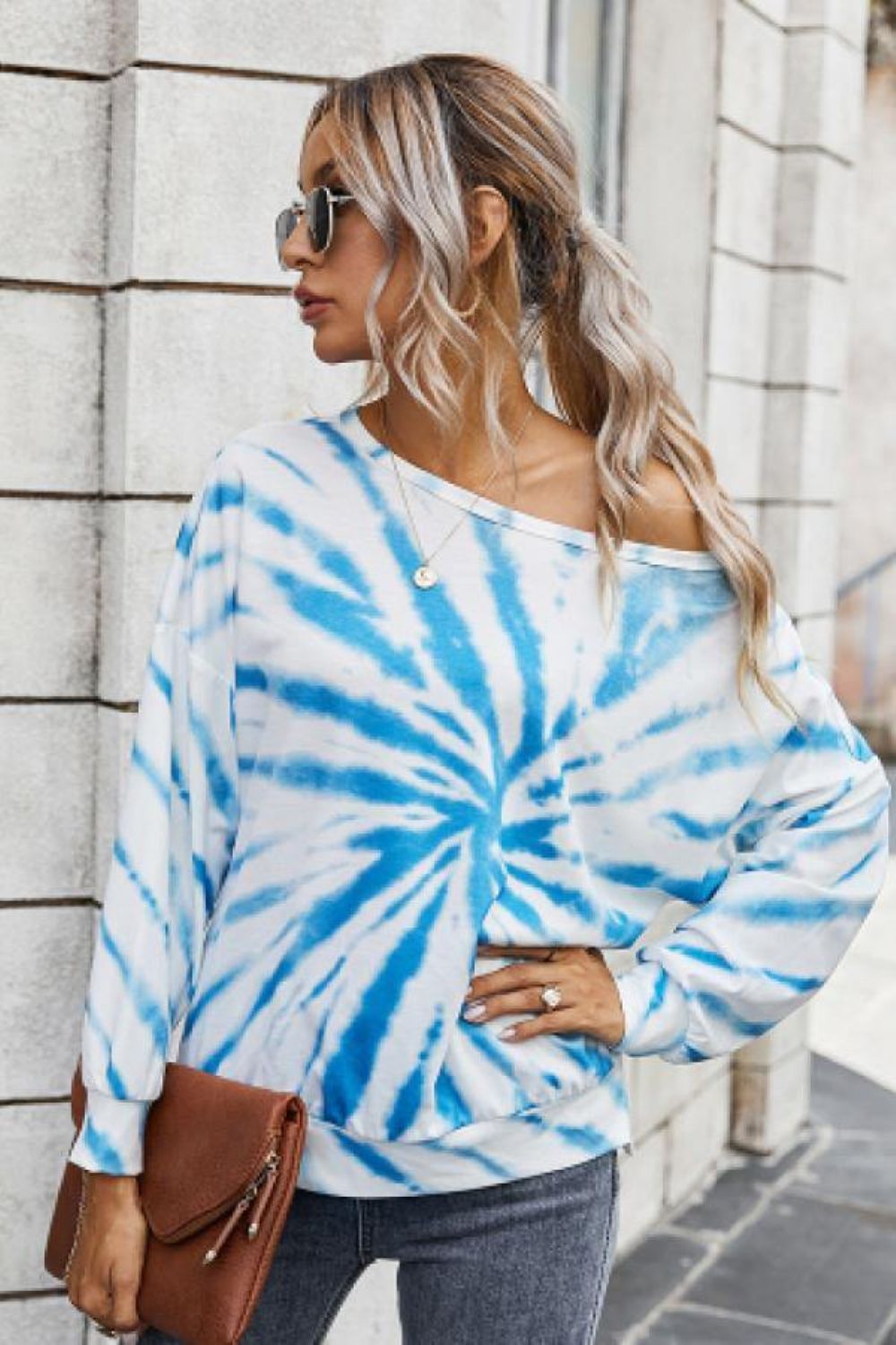 Tie Dye Off-Shoulder Boothals Top