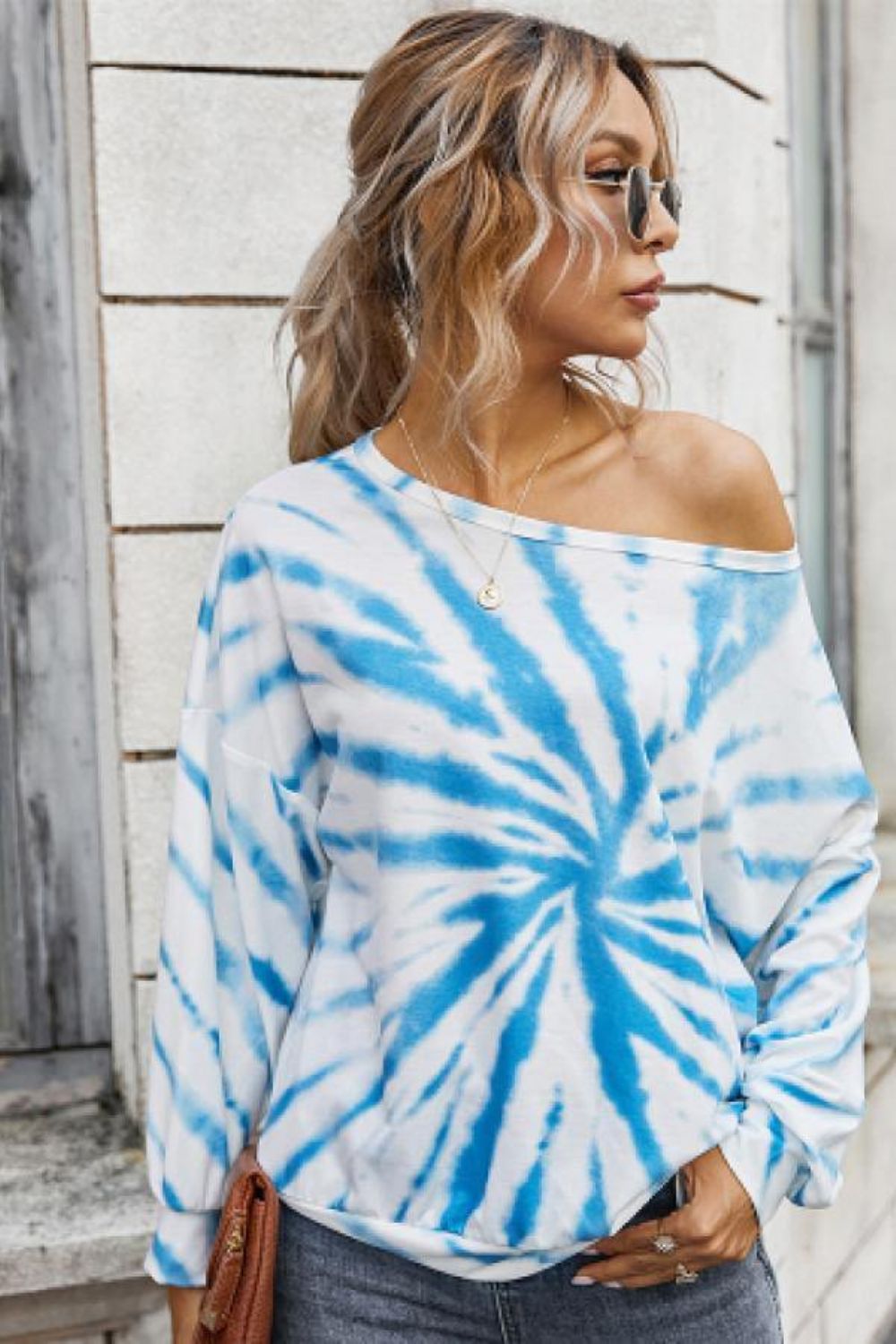 Tie Dye Off-Shoulder Boothals Top