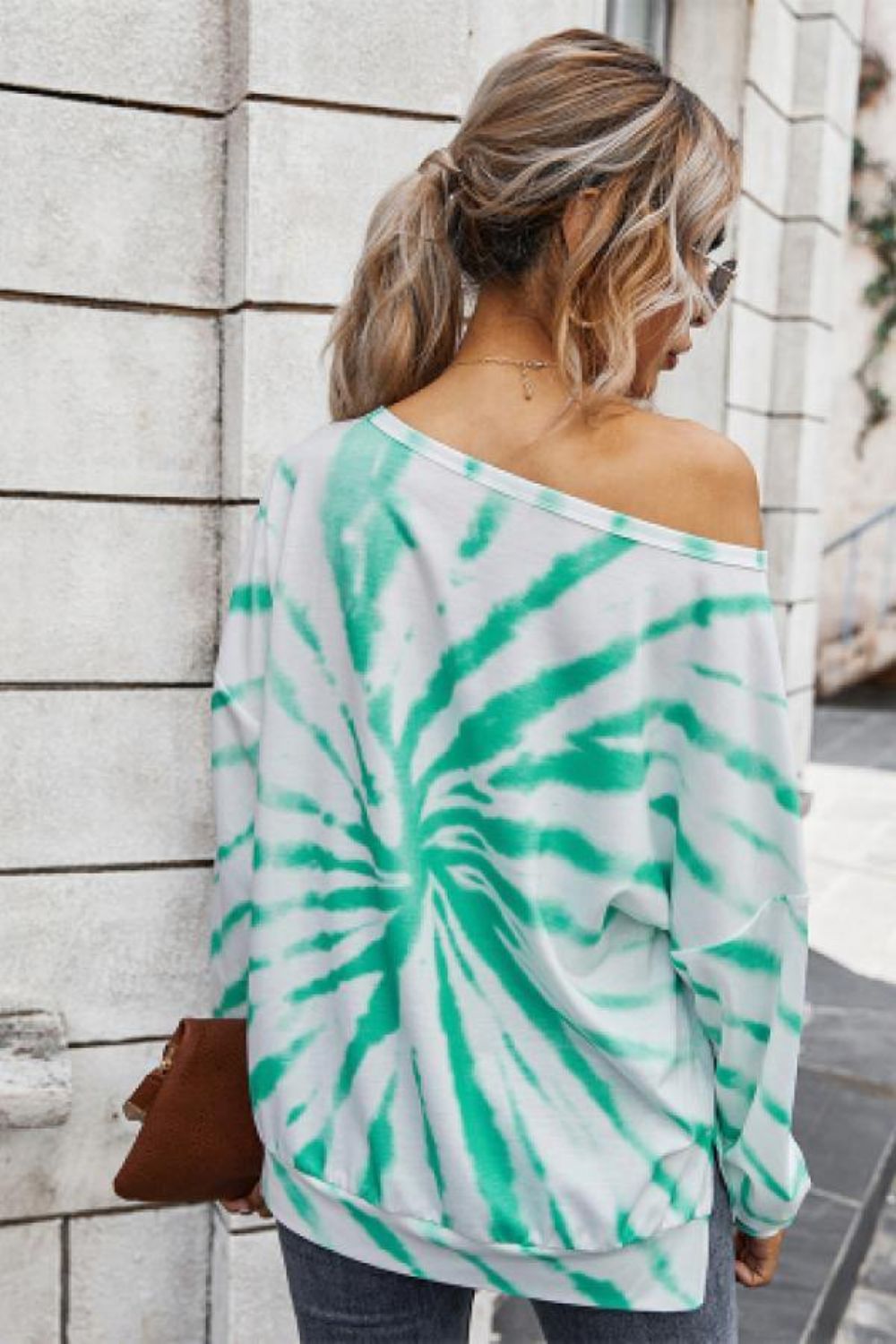 Tie Dye Off-Shoulder Boothals Top