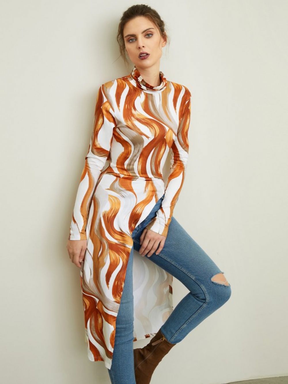 Urban Coltrui Abstracte Top Met Lange Mouwen