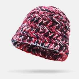 Dames Wollen Regenboog Kleur Geboeid Oorbescherming Warme Casual Beanie Emmer Hoed