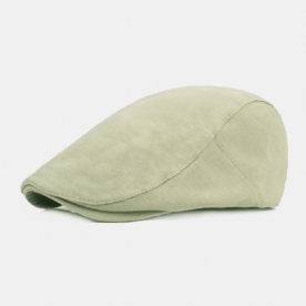 Heren Katoenen Baret Cap Effen Kleur Verstelbare Casual Retro Zonnescherm Forward Cap Platte Hoed