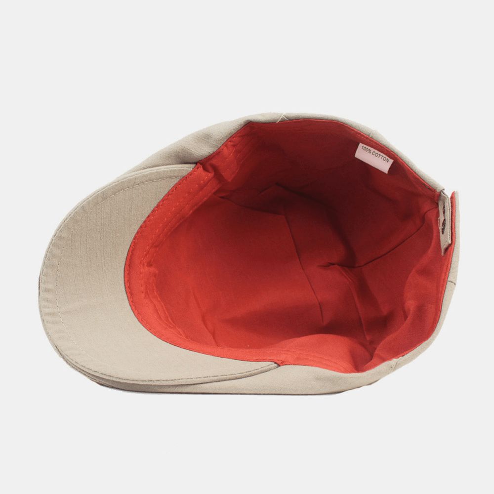 Heren Katoenen Baret Cap Effen Kleur Verstelbare Casual Retro Zonnescherm Forward Cap Platte Hoed