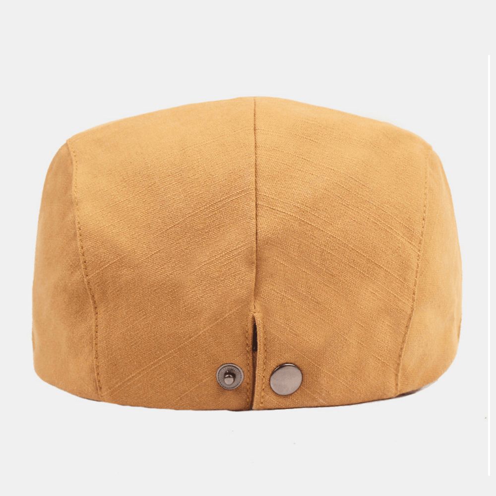 Heren Katoenen Baret Cap Effen Kleur Verstelbare Casual Retro Zonnescherm Forward Cap Platte Hoed