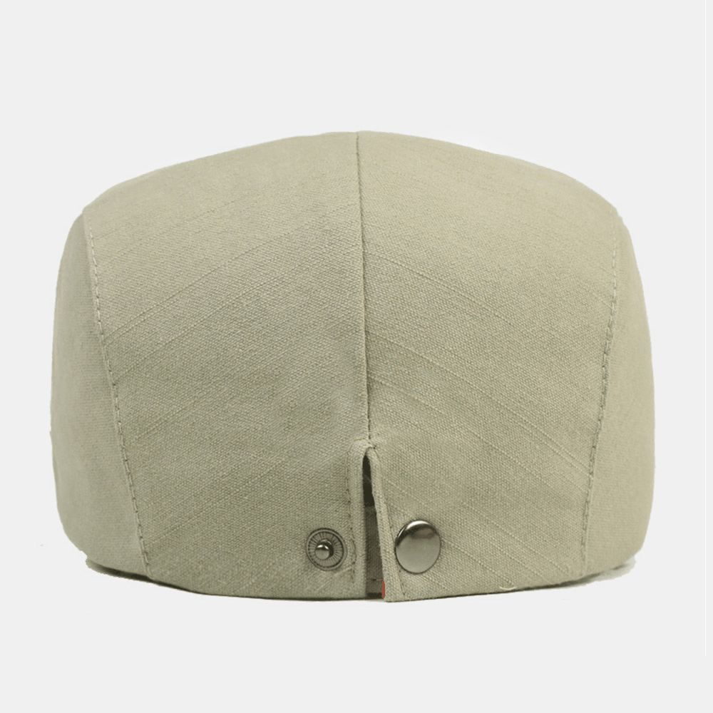 Heren Katoenen Baret Cap Effen Kleur Verstelbare Casual Retro Zonnescherm Forward Cap Platte Hoed