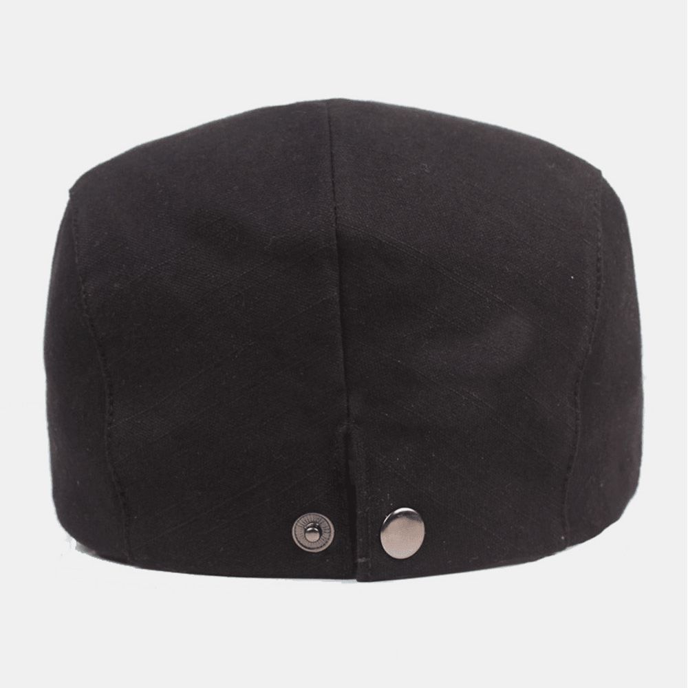 Heren Katoenen Baret Cap Effen Kleur Verstelbare Casual Retro Zonnescherm Forward Cap Platte Hoed