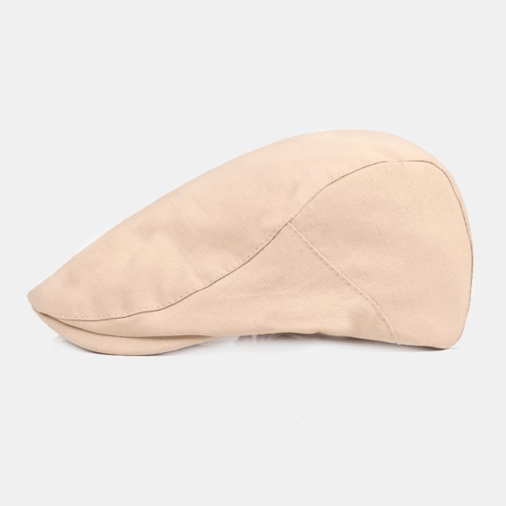 Heren Katoenen Baret Cap Effen Kleur Verstelbare Casual Retro Zonnescherm Forward Cap Platte Hoed