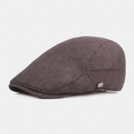 Heren Katoenen Linnen Baret Cap Gestreept Patroon Casual Zonnescherm Forward Cap Platte Hoed