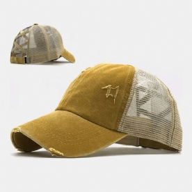 Unisex Camouflage Stretch Fit Cap Mesh Ademend Trucker Hat Cross Paardenstaart Baseball Cap