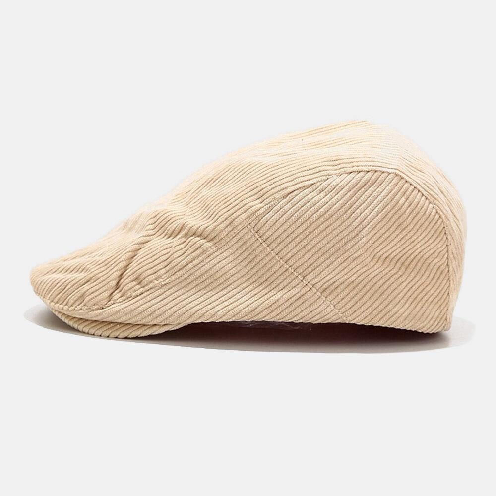 Unisex Corduroy Casual All-Match Effen Kleur Forward Hat Baret Hat