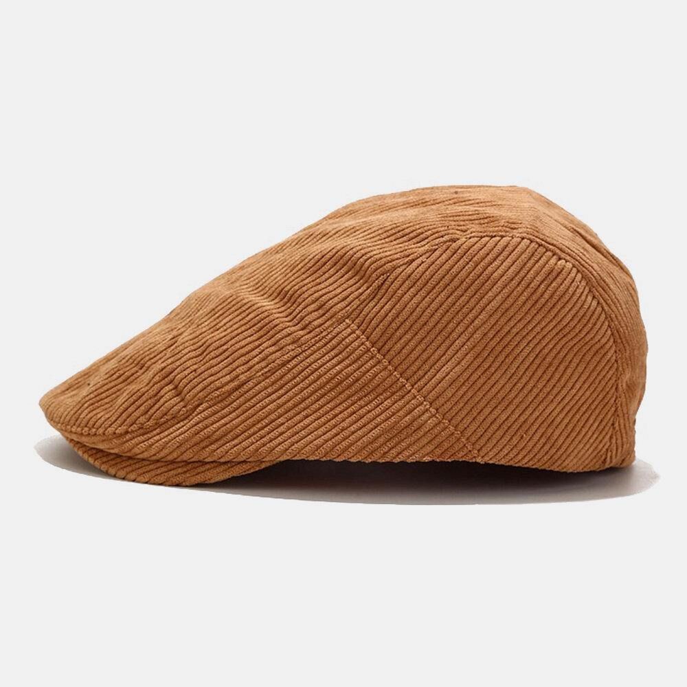 Unisex Corduroy Casual All-Match Effen Kleur Forward Hat Baret Hat