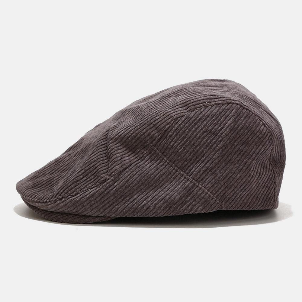 Unisex Corduroy Casual All-Match Effen Kleur Forward Hat Baret Hat