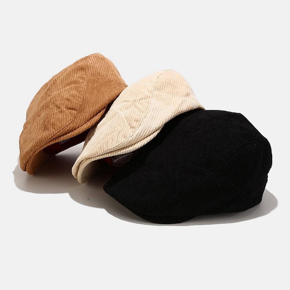 Unisex Corduroy Casual All-Match Effen Kleur Forward Hat Baret Hat