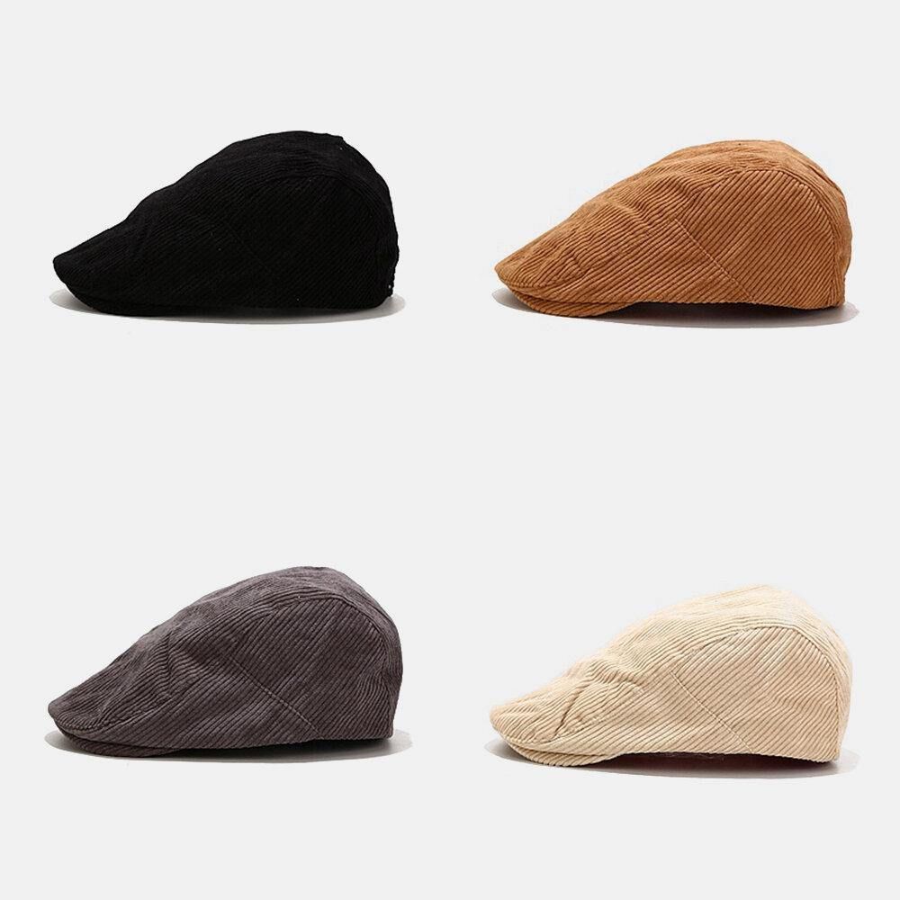 Unisex Corduroy Casual All-Match Effen Kleur Forward Hat Baret Hat