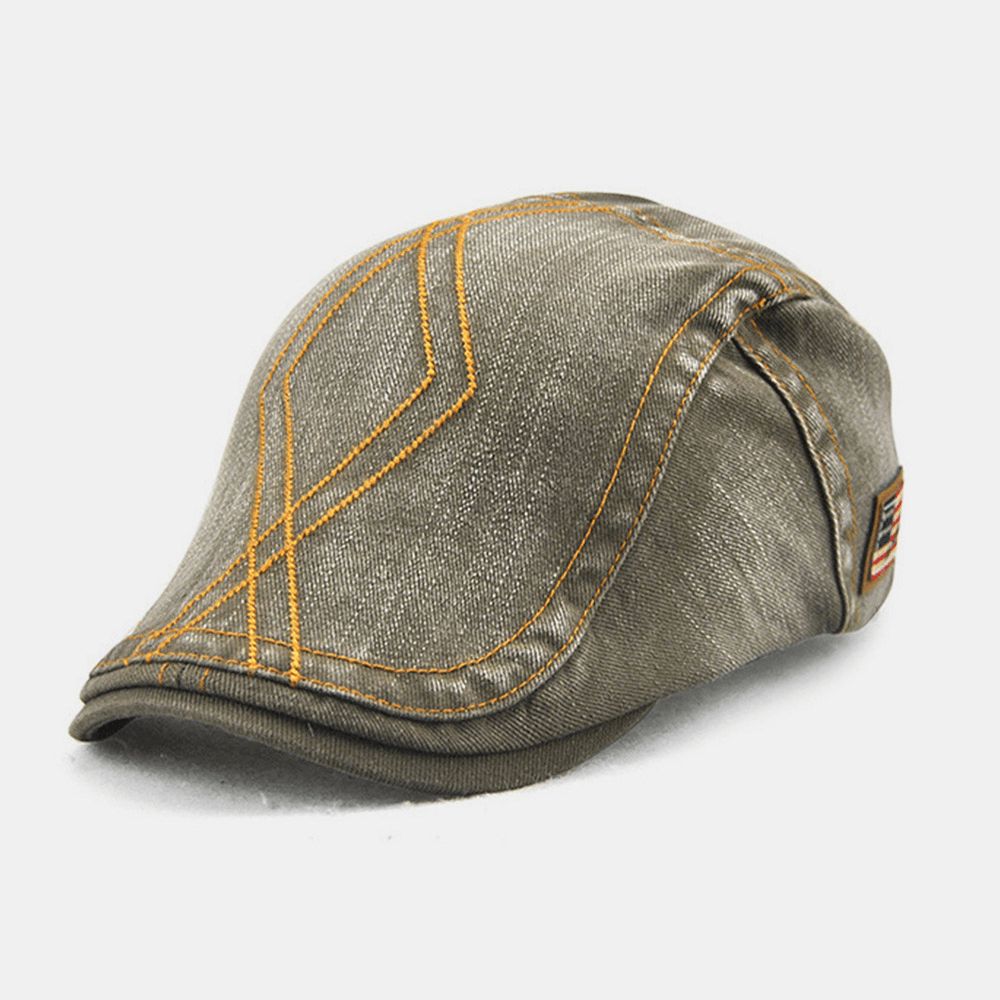 Unisex Dubbele Borduurgaren Diamond Grid Ivy Cap Verstelbare Casual Twill Cap Baret Cap Platte Hoed