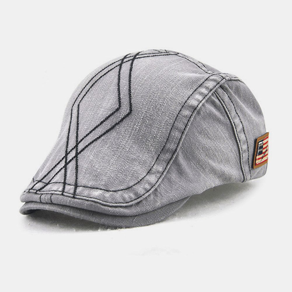 Unisex Dubbele Borduurgaren Diamond Grid Ivy Cap Verstelbare Casual Twill Cap Baret Cap Platte Hoed