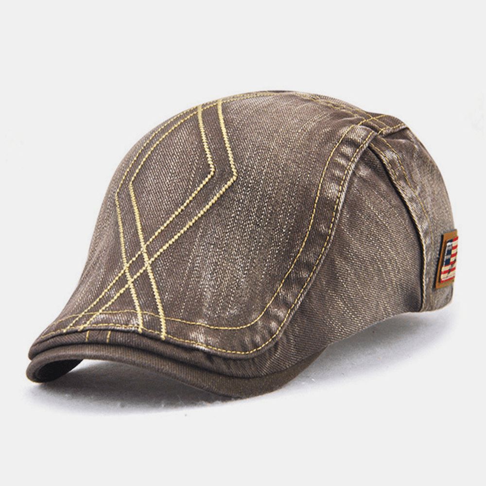 Unisex Dubbele Borduurgaren Diamond Grid Ivy Cap Verstelbare Casual Twill Cap Baret Cap Platte Hoed