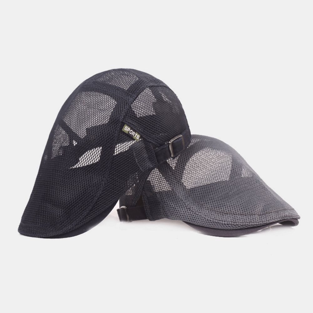 Unisex Full Mesh Baret Cap Zomer Cool Zonnebrandcrème Ademende Platte Cap Ivy Cap Driver Hat