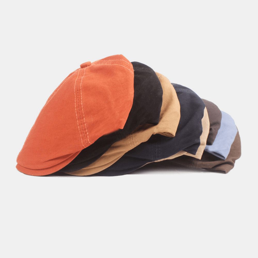 Unisex Katoenen Baret Cap Effen Kleur Retro Verstelbare Zonnescherm Krantenverkoper Hoed Schilder Hoed Achthoekige Hoed