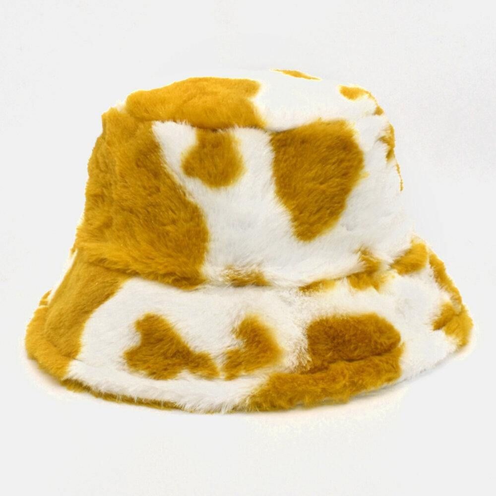 Unisex Lamshaar Zacht Warm Casual All-Match Schattig Koepatroon Bucket Hat