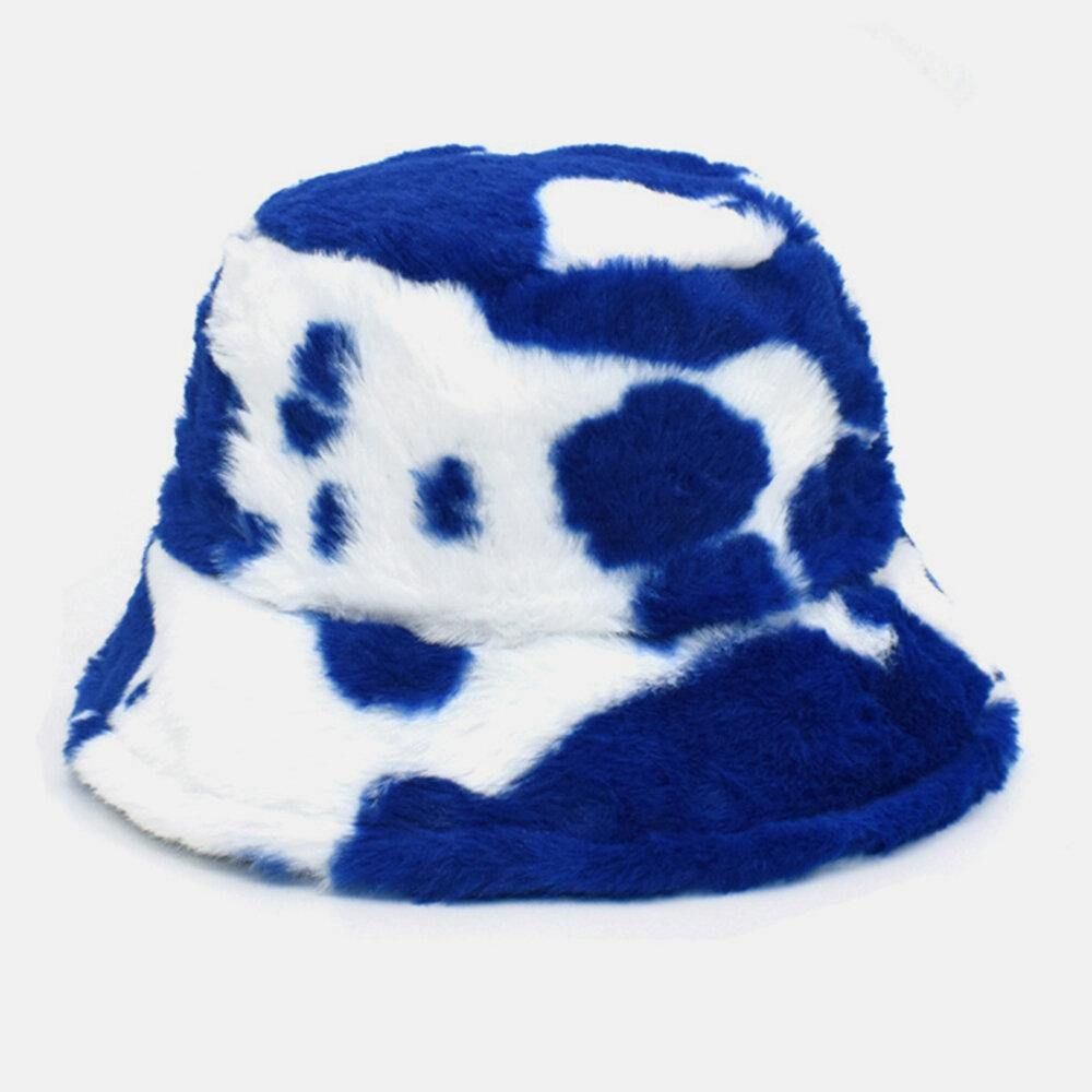 Unisex Lamshaar Zacht Warm Casual All-Match Schattig Koepatroon Bucket Hat