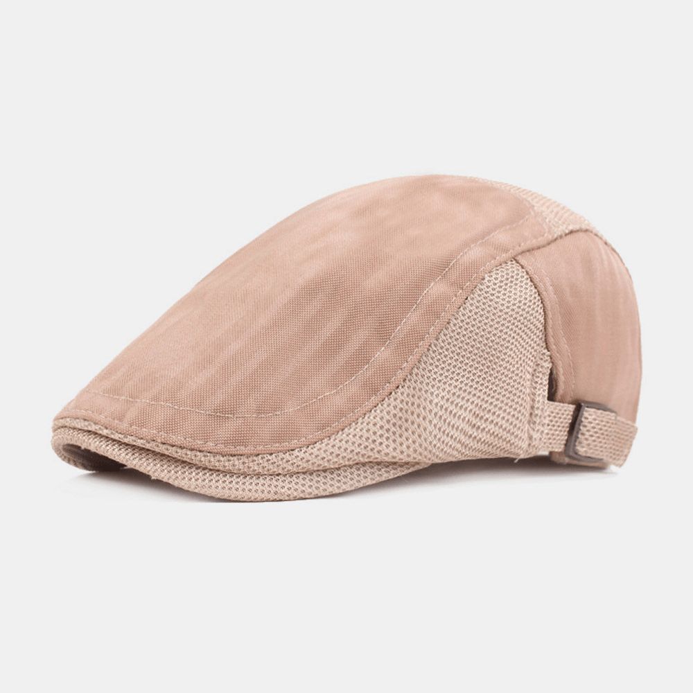 Unisex Mesh Ademende Baret Cap Streeppatroon Zomer Zonnescherm Krantenverkoper Hoed Platte Cap Ivy Cap