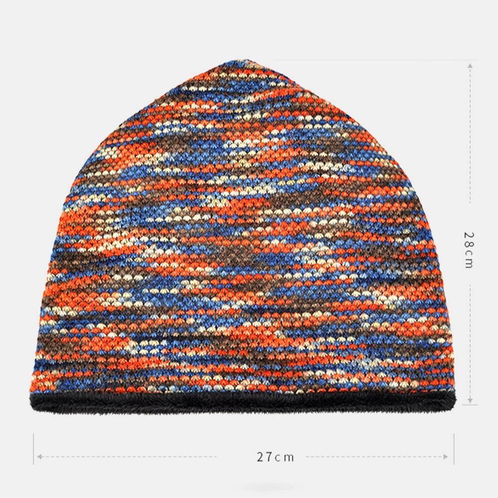 Unisex Plus Fluwelen Warme Dikke Outdoor Gemengde Kleur Casual Persoonlijkheid Brimless Beanie