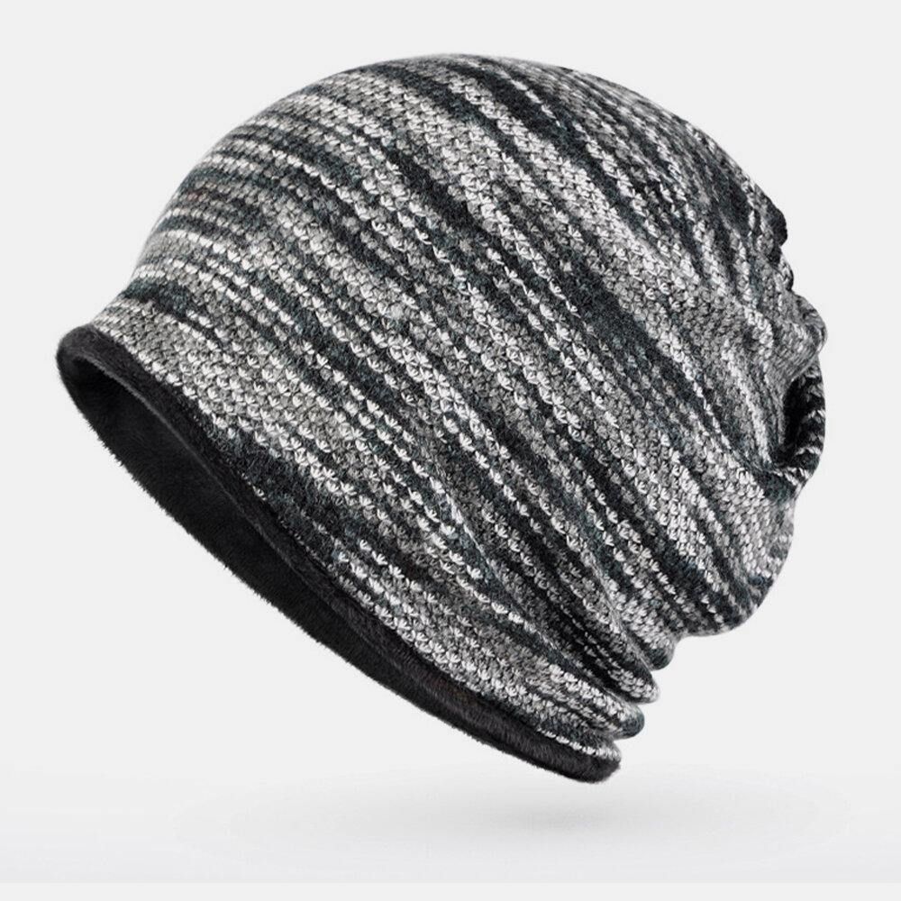 Unisex Plus Fluwelen Warme Dikke Outdoor Gemengde Kleur Casual Persoonlijkheid Brimless Beanie