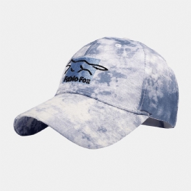 Unisex Tie-Dye Ivy Cap Little Fox Borduurpatroon Outdoor Zonnescherm Ontspannen Verstelbare Cap Baseball Hoeden