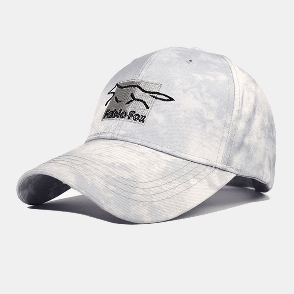 Unisex Tie-Dye Ivy Cap Little Fox Borduurpatroon Outdoor Zonnescherm Ontspannen Verstelbare Cap Baseball Hoeden