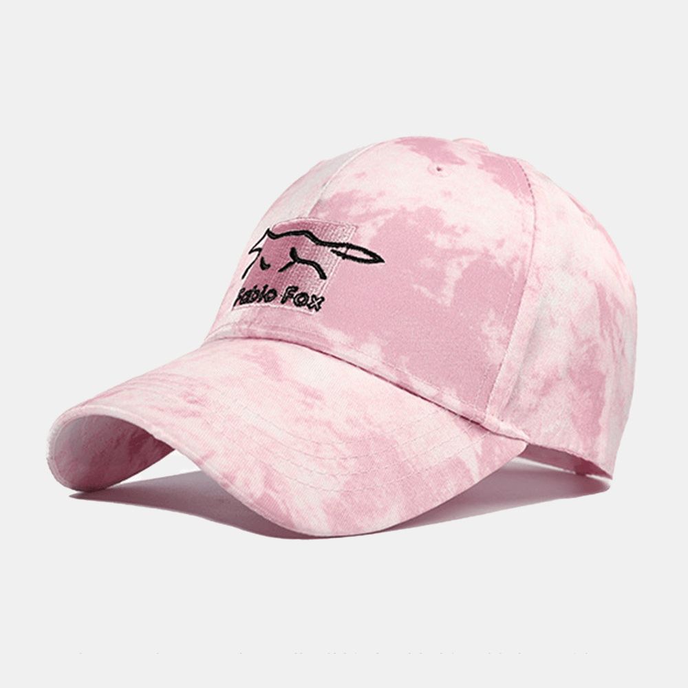 Unisex Tie-Dye Ivy Cap Little Fox Borduurpatroon Outdoor Zonnescherm Ontspannen Verstelbare Cap Baseball Hoeden