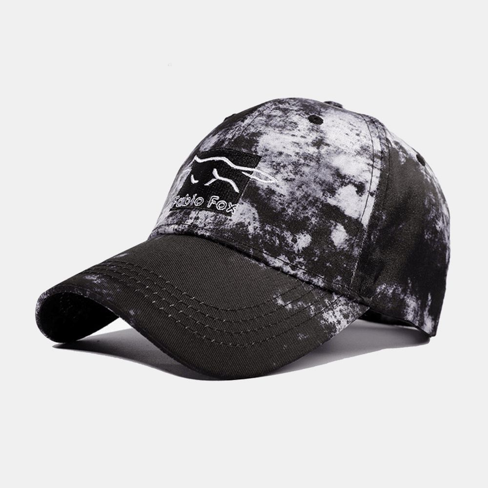 Unisex Tie-Dye Ivy Cap Little Fox Borduurpatroon Outdoor Zonnescherm Ontspannen Verstelbare Cap Baseball Hoeden