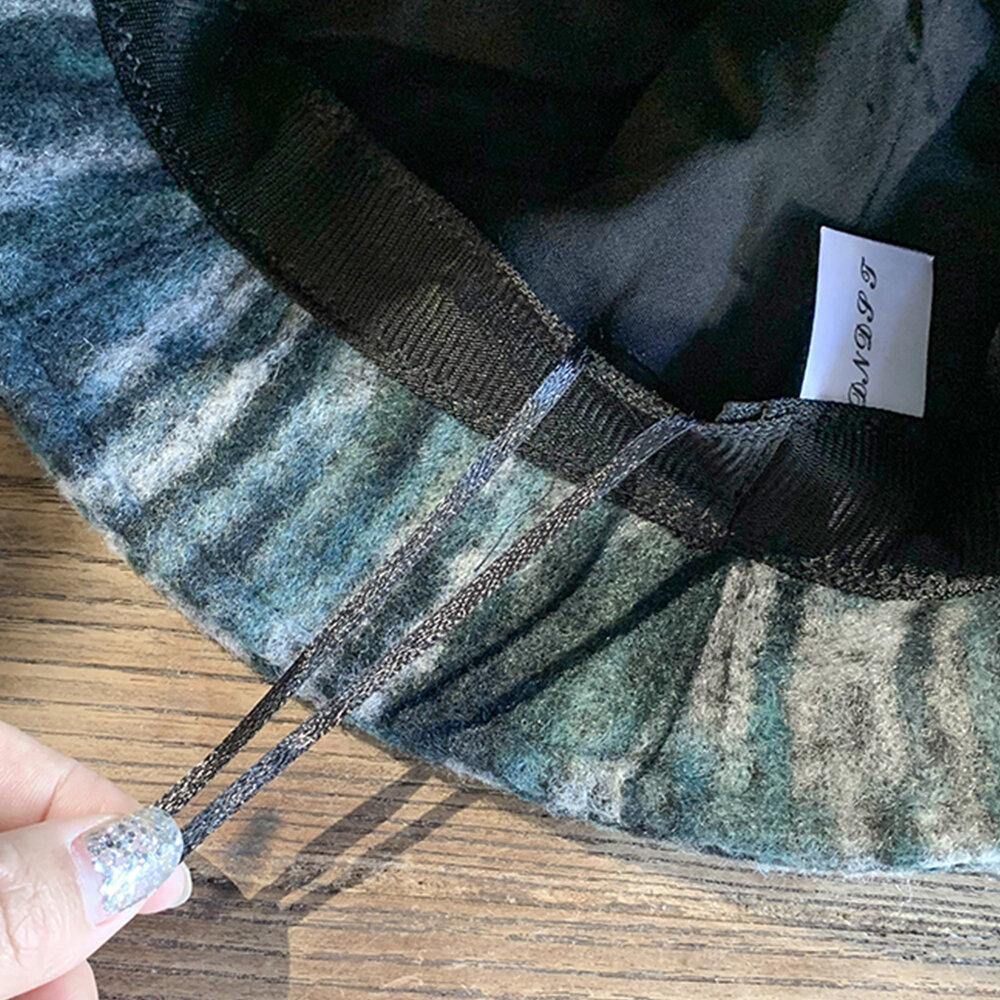 Unisex Wollen Gemengde Kleur Warm Winddicht Casual Persoonlijkheid Paar Hoed Emmer Hoed