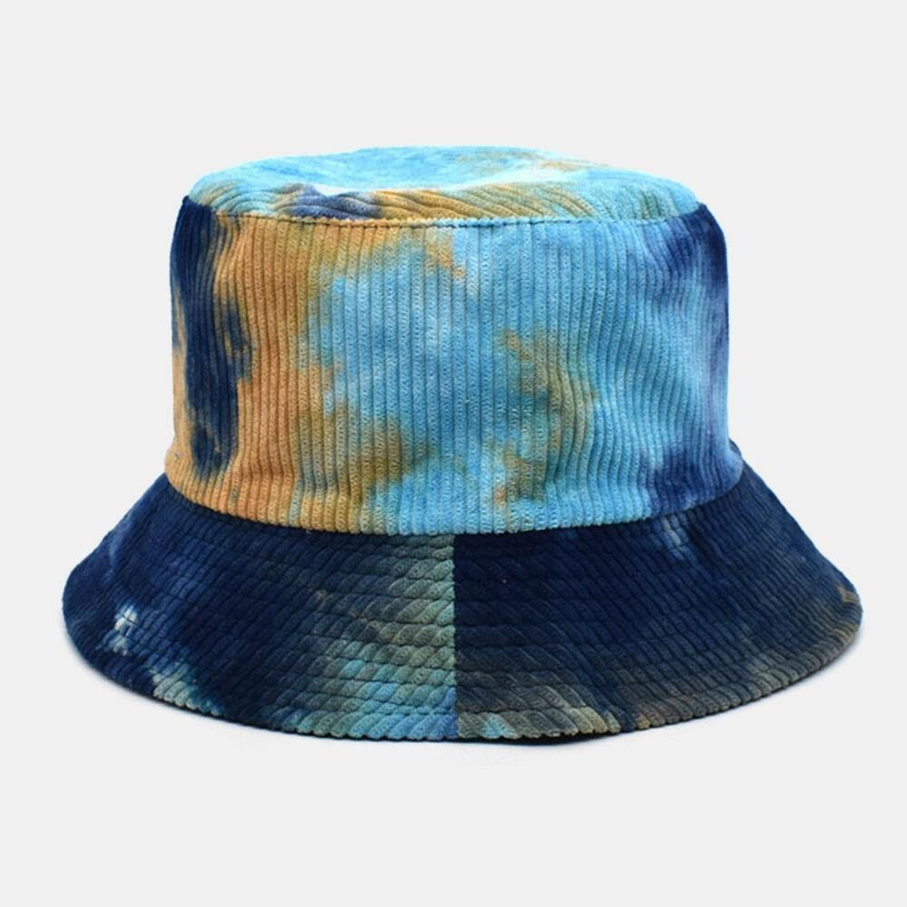 Unsiex Dubbelzijdige Tie-Dye Corduroy Katoen Warm Zacht Outdoor Casual All-Match Emmerhoed