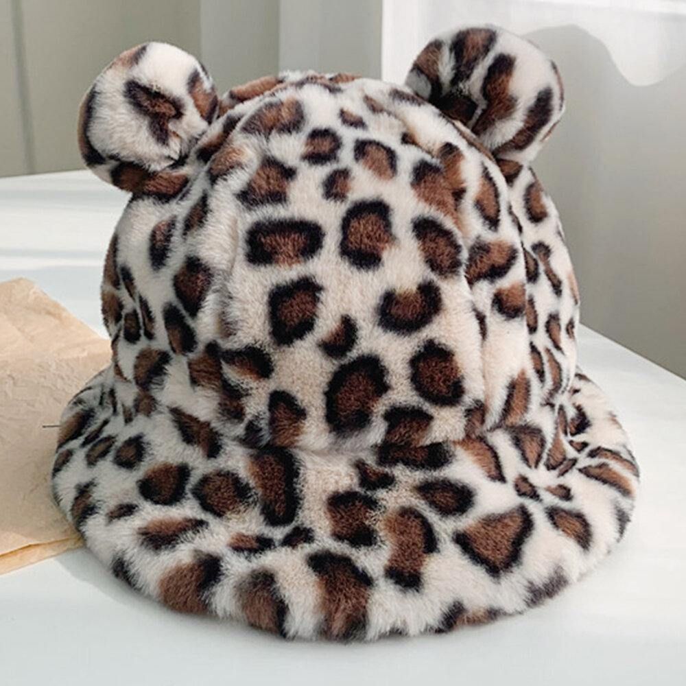 Vrouwen Faux Konijn Haar Warm Zacht Schattig Casual All-Match Animal Ear Patroon Emmer Hoed