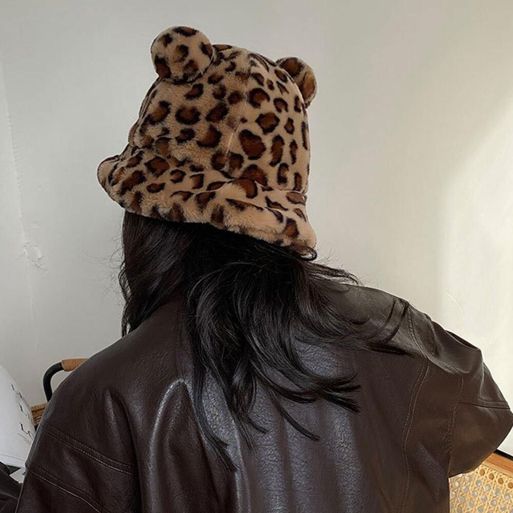 Vrouwen Faux Konijn Haar Warm Zacht Schattig Casual All-Match Animal Ear Patroon Emmer Hoed