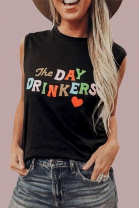 De Day Drinkers Tanktop Met Letters Print