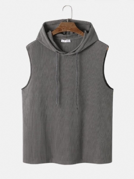 Effen Kleur Geribbelde Mouwloze Mouwloze Tanktop Heren