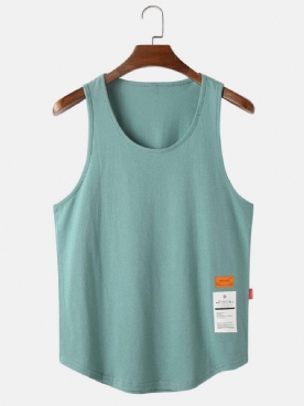 Effen Kleur Katoenen Ademende Losse Casual Tanktops Heren