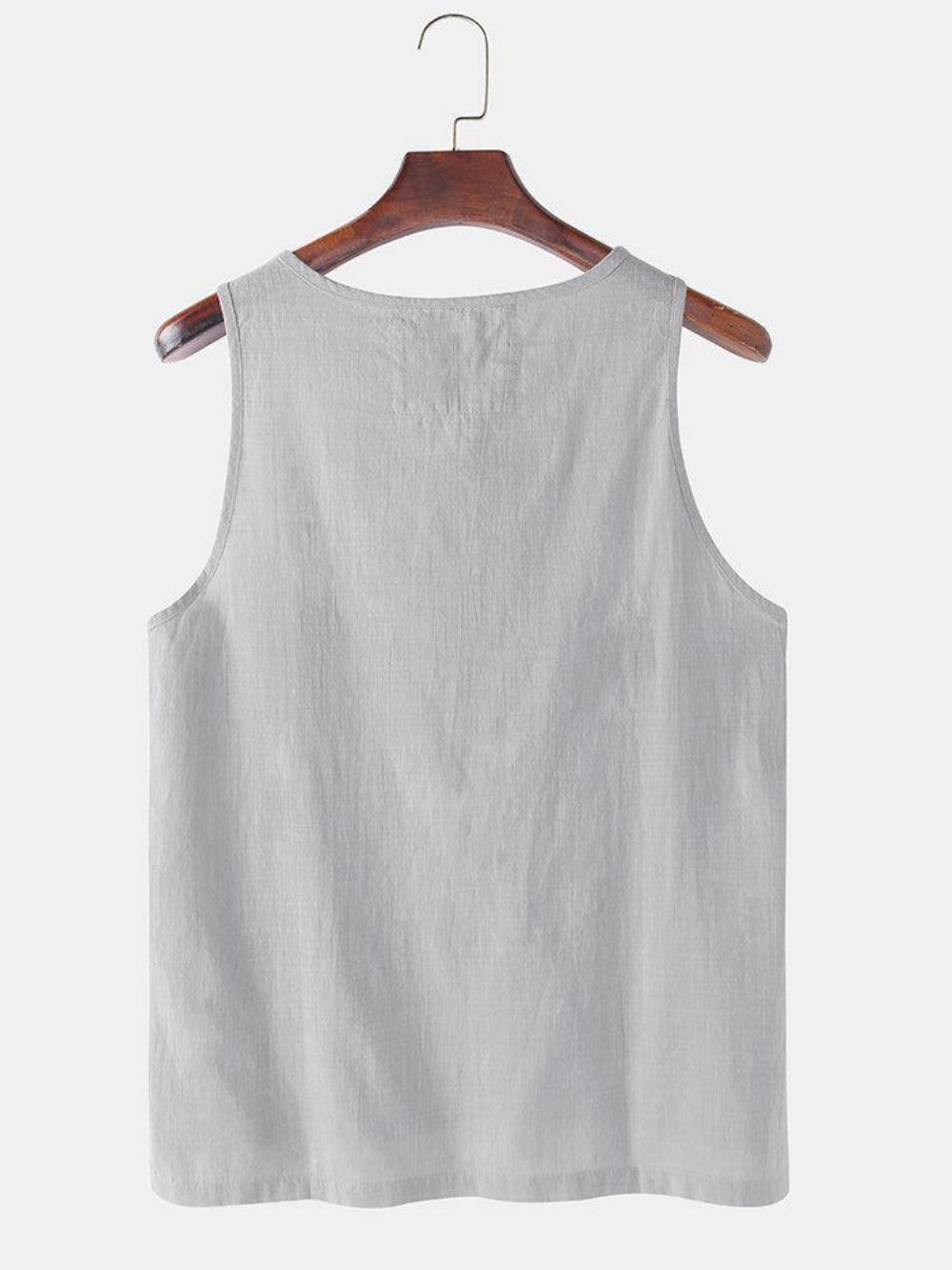 Heren Effen Kleur Katoen Linnen Hoge Lage Split Zoom Casual Tanktops