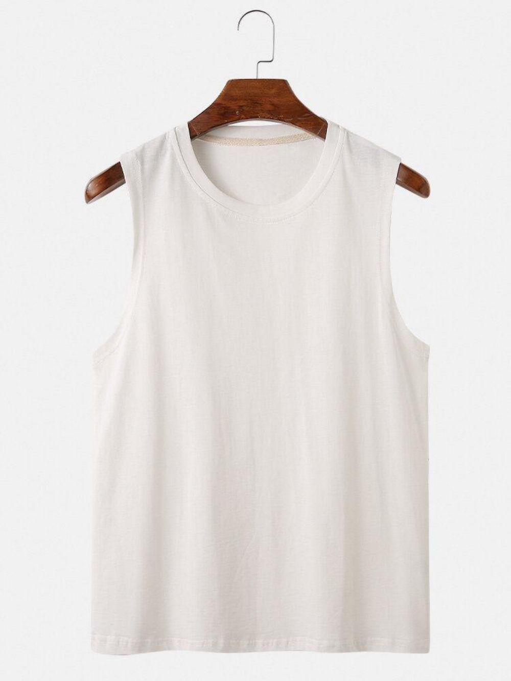 Heren Katoenen Ademend Effen Kleur Ronde Hals Casual Tanktops