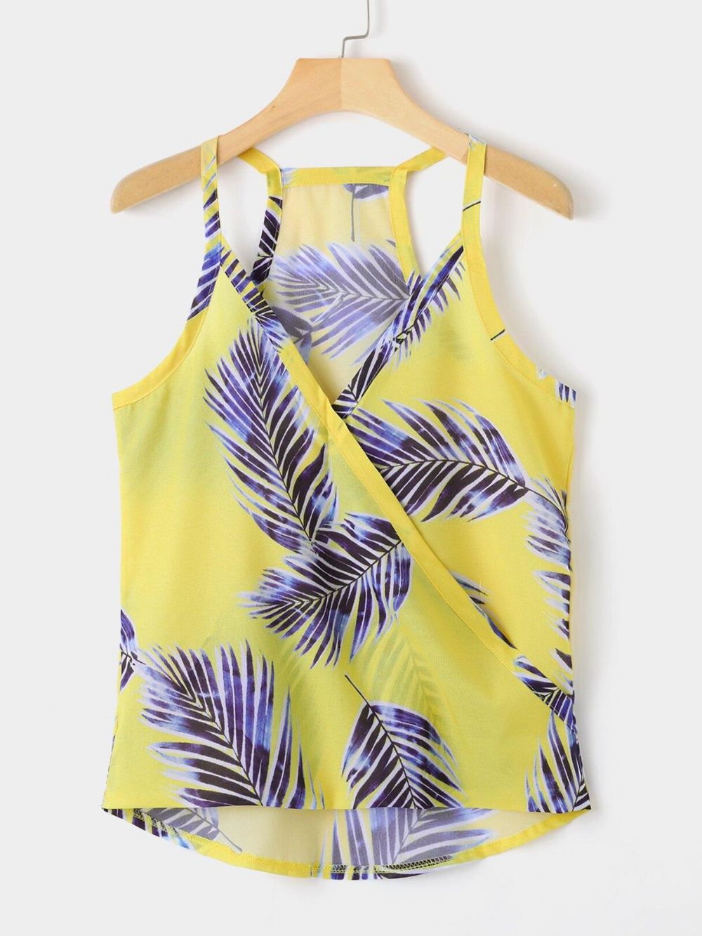 Tropische Plantenprint V-Hals Mouwloze Zomer Hawaii Tanktops